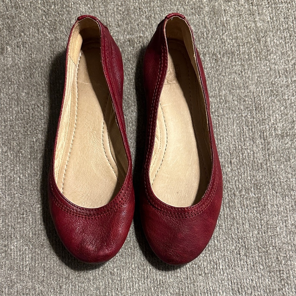 Frye Burgundy Leather Ballet Flats